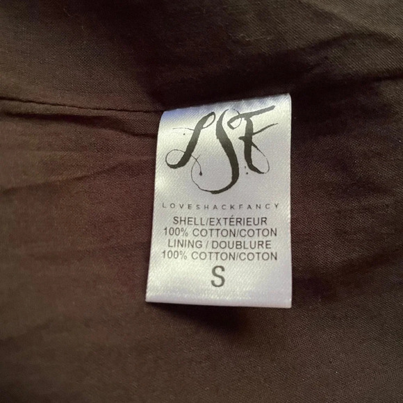 LoveShackFancy Pamela Dress One Shoulder Eyelet Lace Black Tan Size Small - Picture 10 of 11